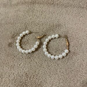 Elegant Pearl Hoop Earrings